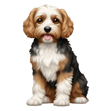 Cavapoo dog black tan and white sticker