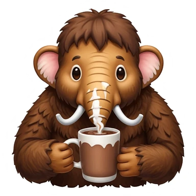 A mammoth who drinks a hot chocolate sticker