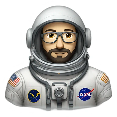 caucasian dark-bearded astronaut with white-glasses sticker