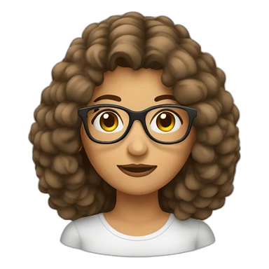 mujer pelo castaño largo con lentes sticker
