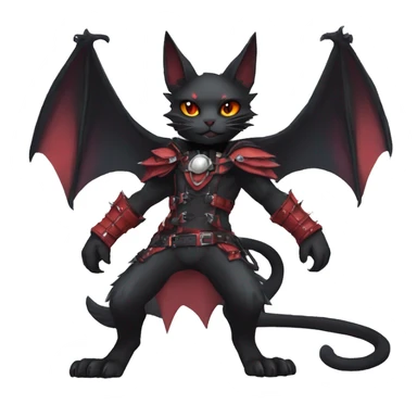 cool edgy black punk red ethereal fantasy nargacuga-bat-cat-Fakemon collar harness full body sticker