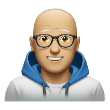 saitama smiling wearing glasses and blue hoodie sticker