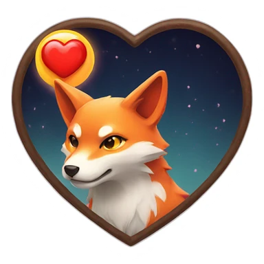 kitsune heart sticker