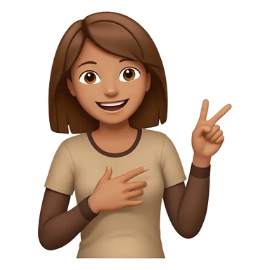 A person laughing with one hand pointing straight and one hand on his stomach sticker