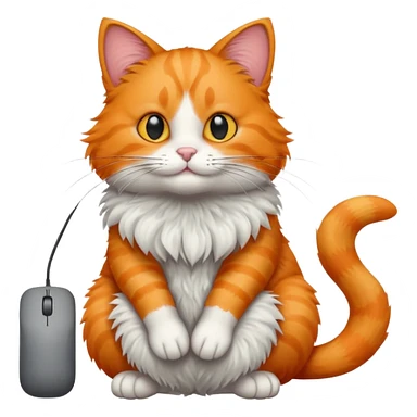 orange cat with mouse  sticker