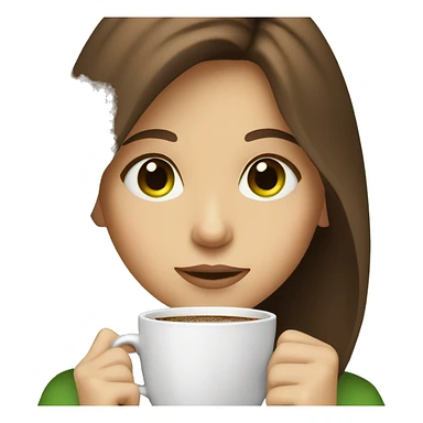 A girl with brown hair and green eyes is drinking coffee sticker