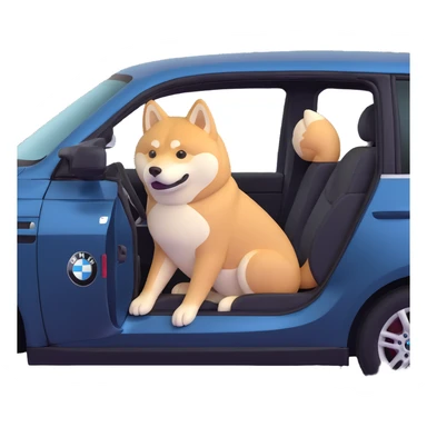 shiba inu sitting inside a BMW car sticker
