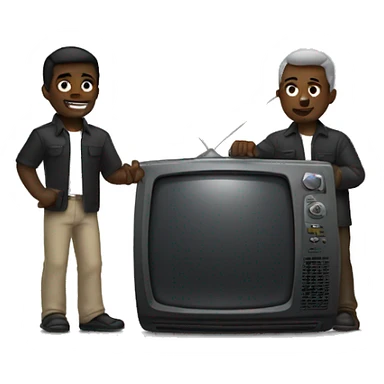 2 dark skinned guys holding a tv sticker