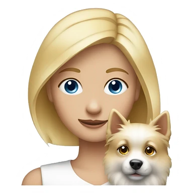 Blonde girl blue eyes holding spitz  sticker