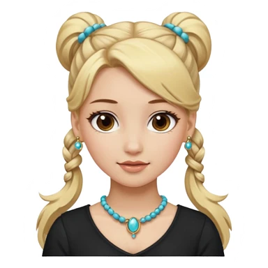 fancy blonde hair girl with ponytails brown makeup and jewellery sticker
