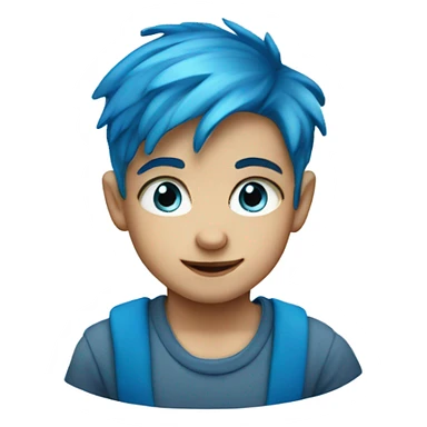 Little boy with blue eyes and blue hair sticker