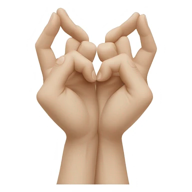 Two pale hands making the shape of a heart sticker