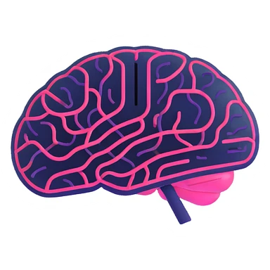 emoji of stylized AI brain with digital lines and chat bubble, modern minimal style, inspired by Siri and Gemini logos sticker