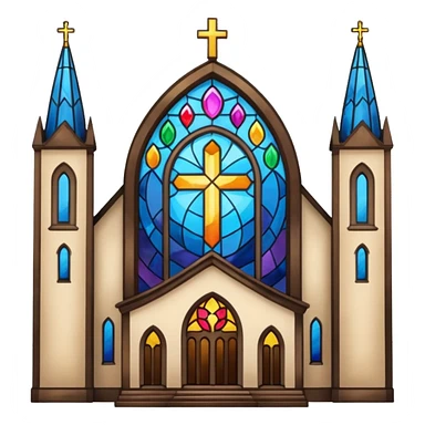 church with stained glass sticker