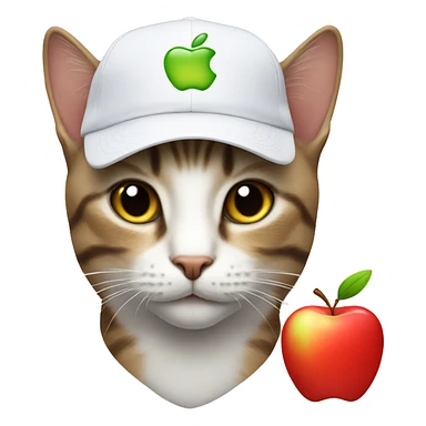 cat wearing apple logo cap sticker