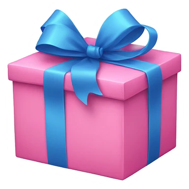 Pink gift with blue bow sticker