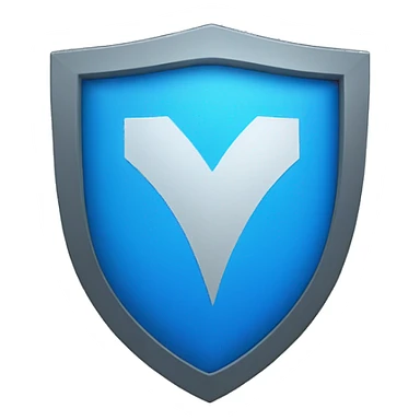 blue shield with a checkmark sticker