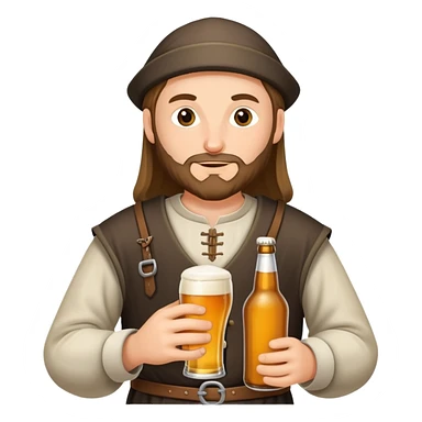 medieval pilgrim with bottle of beer sticker