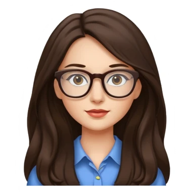 Pretty brunette long haired woman with glasses sticker