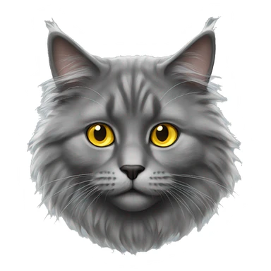 realistic grey fluffy cat with yellow eyes sticker