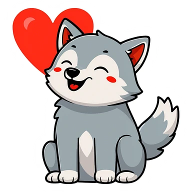 A wolf howling at a great big red heart in the sk great big red heart in the sky  sticker