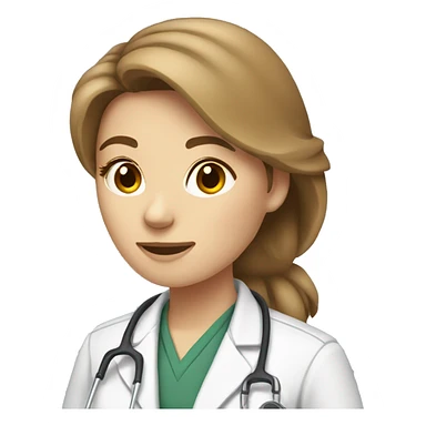 Female light brown hair veterinarian with an emu sticker