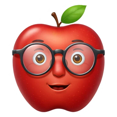 apple with round glasses sticker