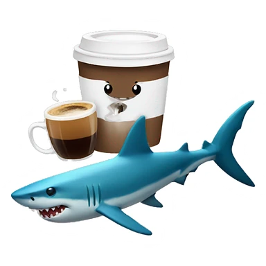 shark with coffe sticker