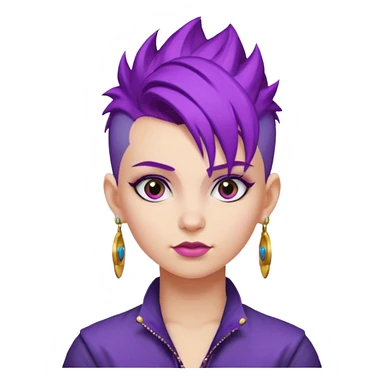 purple hair girl mohawk with earrings sticker