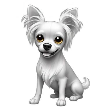 "dog-blackandwhite-longhairbody-barelegs-chihuahuaears-hairyears sticker