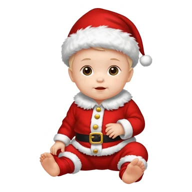 a baby wearing santa clothes and cute fluffy shoes sticker