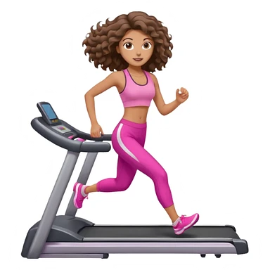 Gym brunette girl tan treadmill pink girly big wavy hair sticker