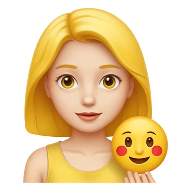 girl classic emoji style yellow face simple features playful summer pose sticker