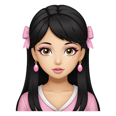 Gyaru girl black hair sticker