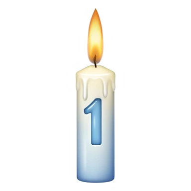 A candle in the shape of the number 1 sticker