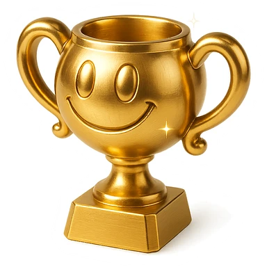 cartoon-style gold trophy with sparkles, bold outline, minimal details, optimized for small size and YouTube emoji use sticker