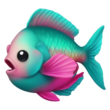 Teal and hot pink fish sticker