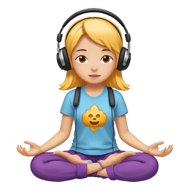 A girl is sitting cross-legged in a meditation pose, wearing headphones and listening to music. The song is so good that honey is dripping from her ears, and her expression is completely dazed because she’s enjoying the music so much. sticker
