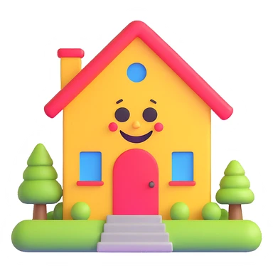 a house with a happy face sticker