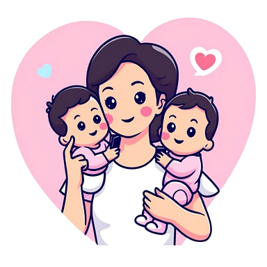 mom taking selfie with baby surrounded by pastel pink hearts sticker