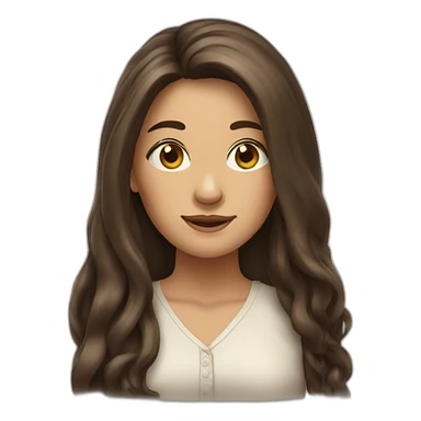 Brunnette woman with very long hair and log face sticker