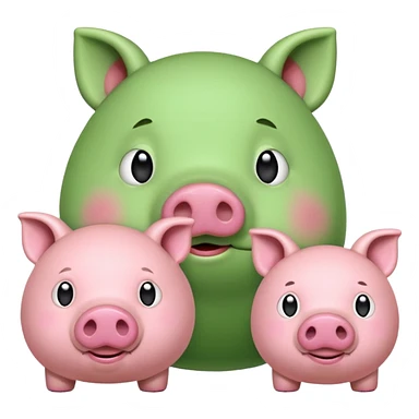 A green pig and a pink pig sticker