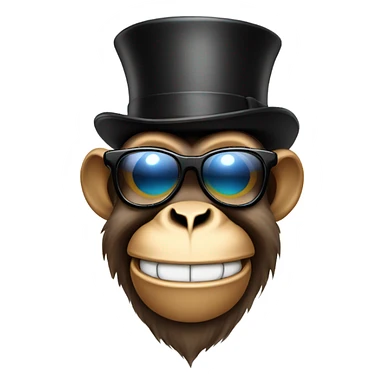 Monkey cheers with top hat and sunglasses  sticker