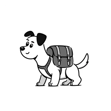 dog wearing a backpack sticker