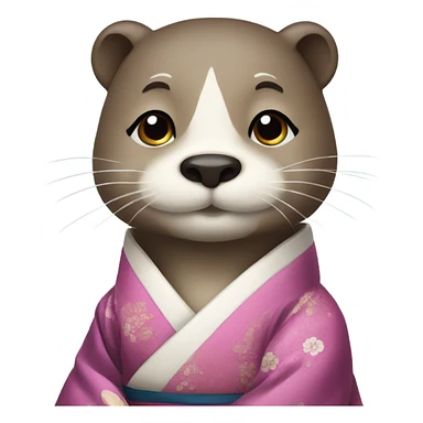a otter face wearing traditional korean hanbok sticker
