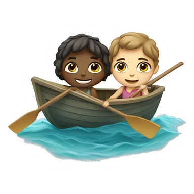 Boy and girl in a boat sticker