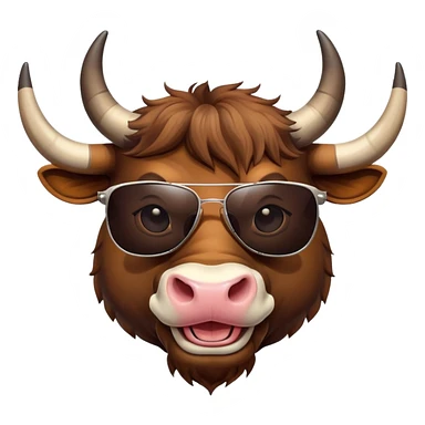 smiling bull head with dark sunglasses sticker