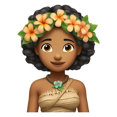 moana with a flower crown sticker