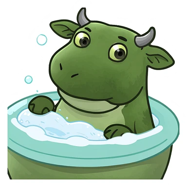 Cow in a bubble bath sticker