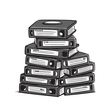 nostalgic pile of VHS video cassettes from the 90s sticker